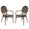 Merrick Lane Celia Set of Two Stacking Thonet Bistro Style Chair with Arms, PE Rattan Seat, and Metal Frame for Indoor/Outdoor Use